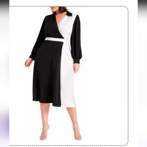 ELOQUII Women's Plus Size Colorblocked Work Dress Size 24 Nwt